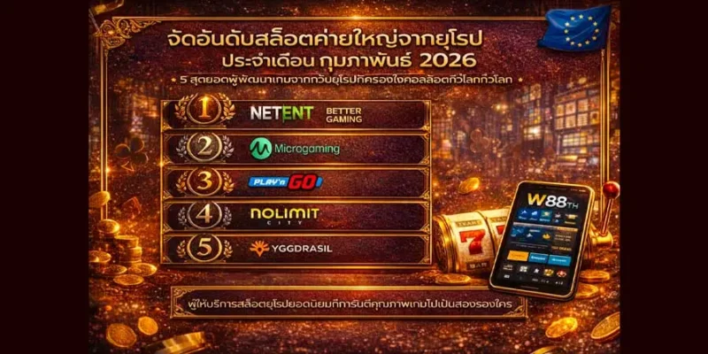 จัดอันดับสล็อตค่ายใหญ่จากยุโรป ประจำเดือนกุมภาพันธ์ 2026